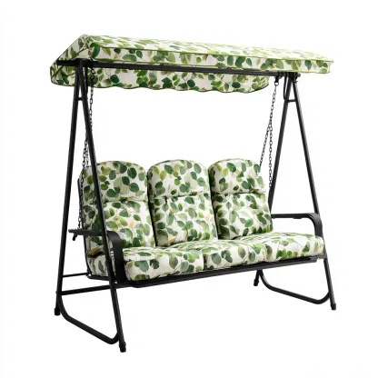 Balancelle de jardin métal-tissu 200x120x170 cm - noir-vert - avec auvent adapté au jardin-Homigetio