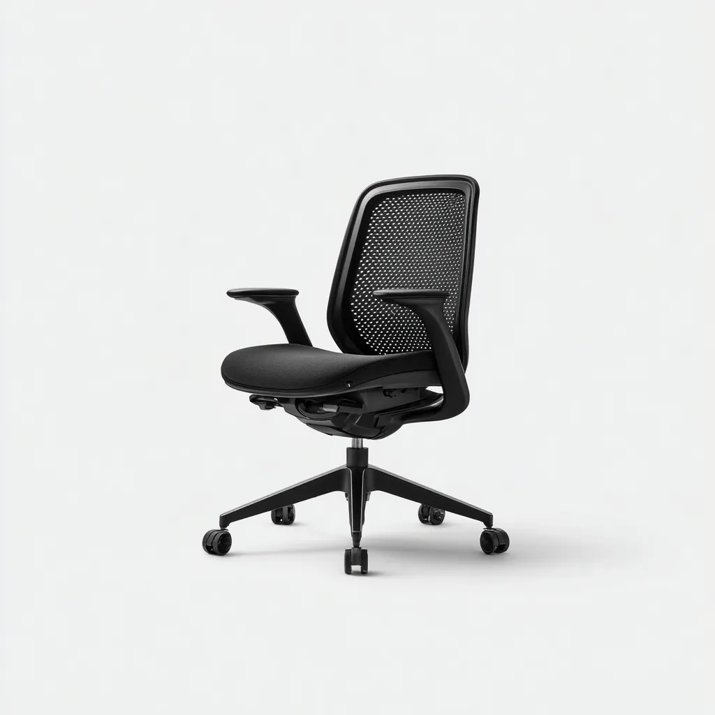 Chaise de bureau tissu et maille 64x64x98 cm - noir - siège ergonomique moderne - adaptée au bureau-Homigetio