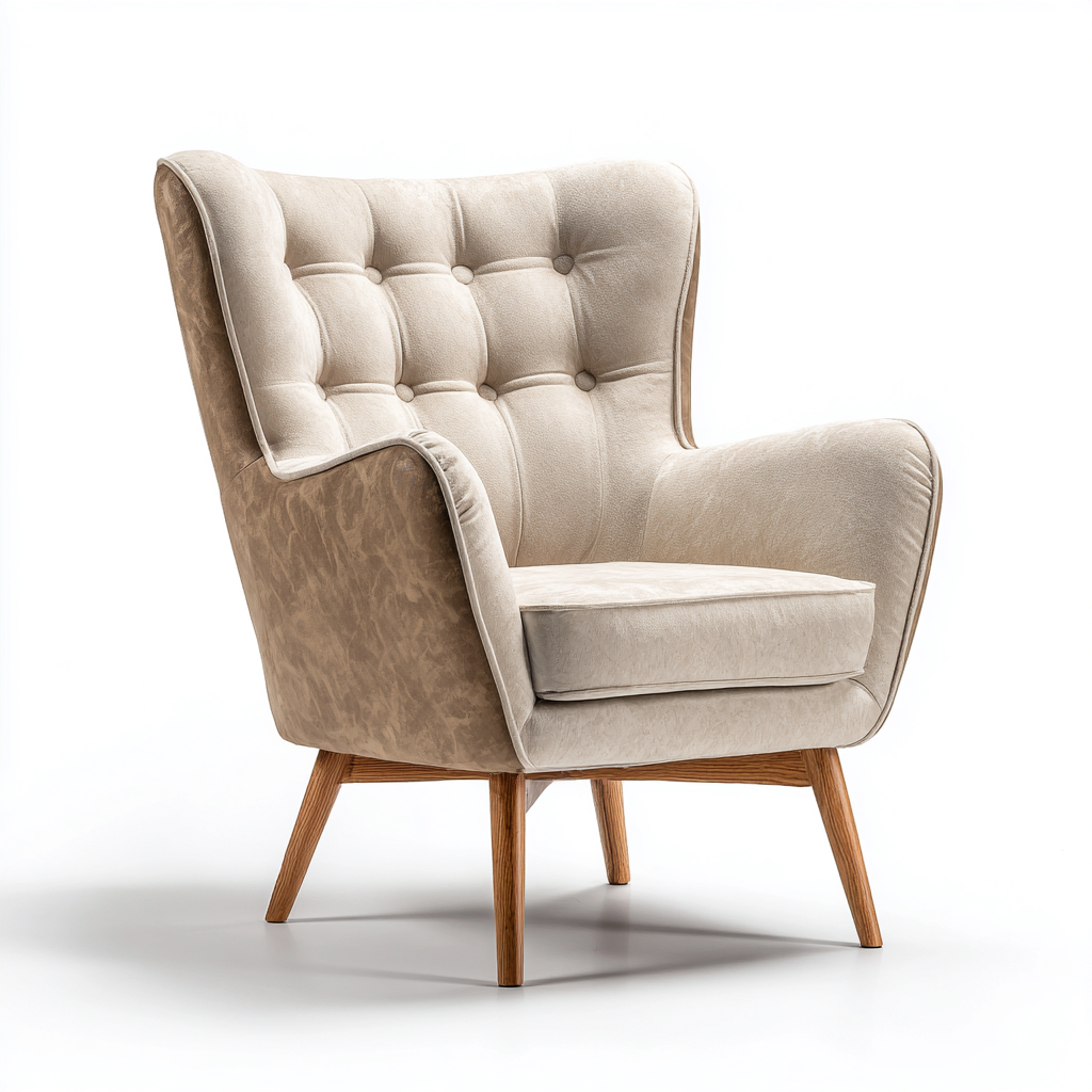 Fauteuil tissu beige 80x75x100 cm - design moderne - assise confortable-Homigetio