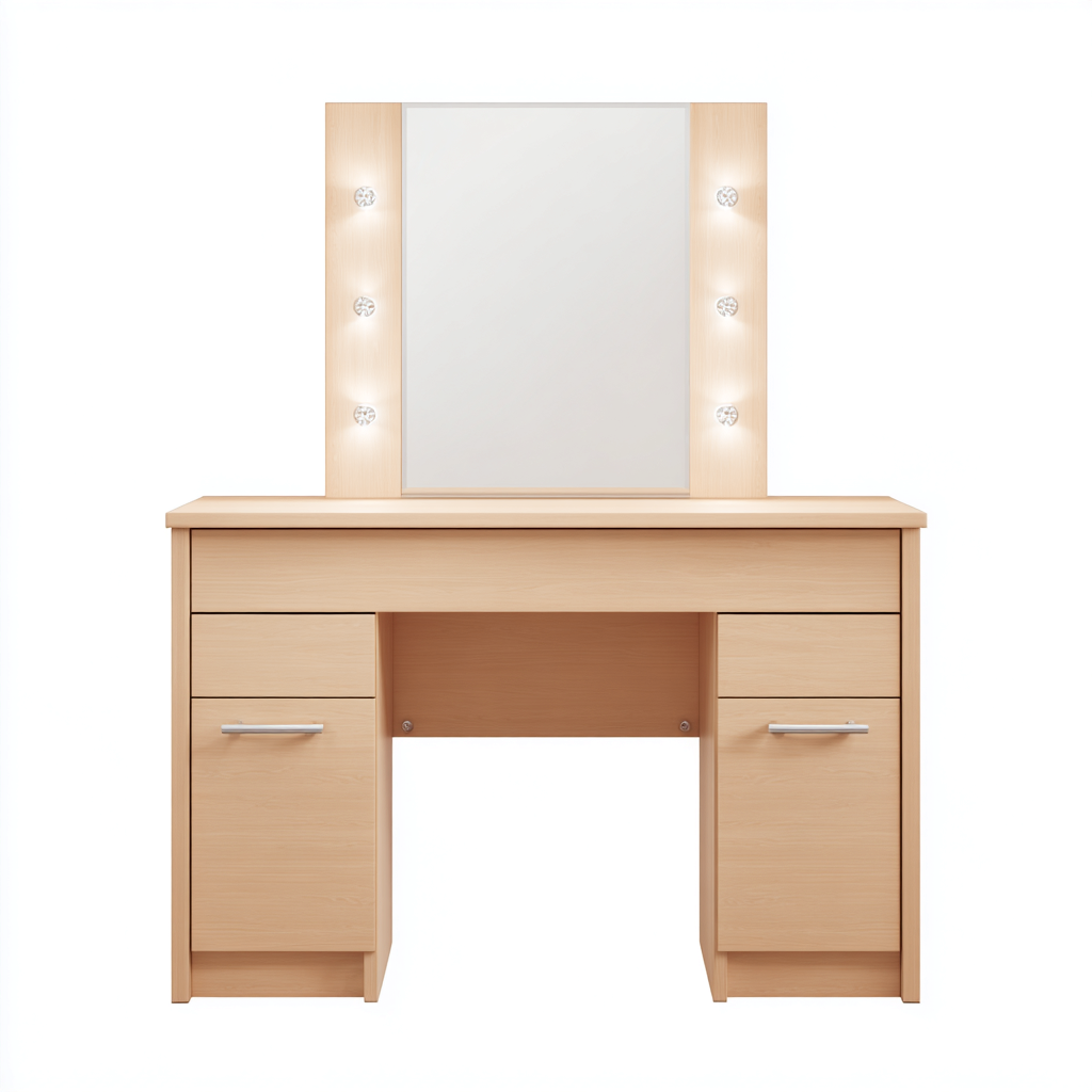 Coiffeuse Bois 110x50x145 cm - Bois clair - Style moderne-Homigetio