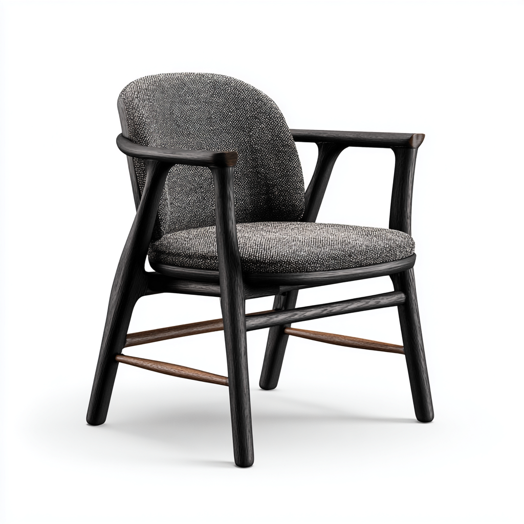 Fauteuil de jardin bois-tissu 60x58x82 cm - noir-gris - design moderne adapté au jardin-Homigetio