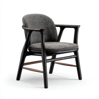 Fauteuil de jardin bois-tissu 60x58x82 cm - noir-gris - design moderne adapté au jardin-Homigetio