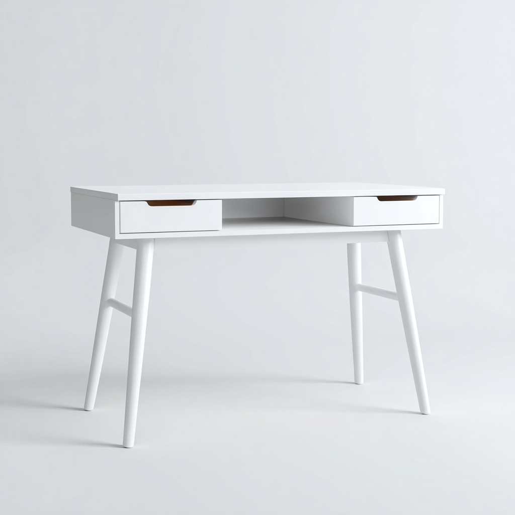Bureau Bois 115x55x75 cm - Blanc - Style moderne-Homigetio