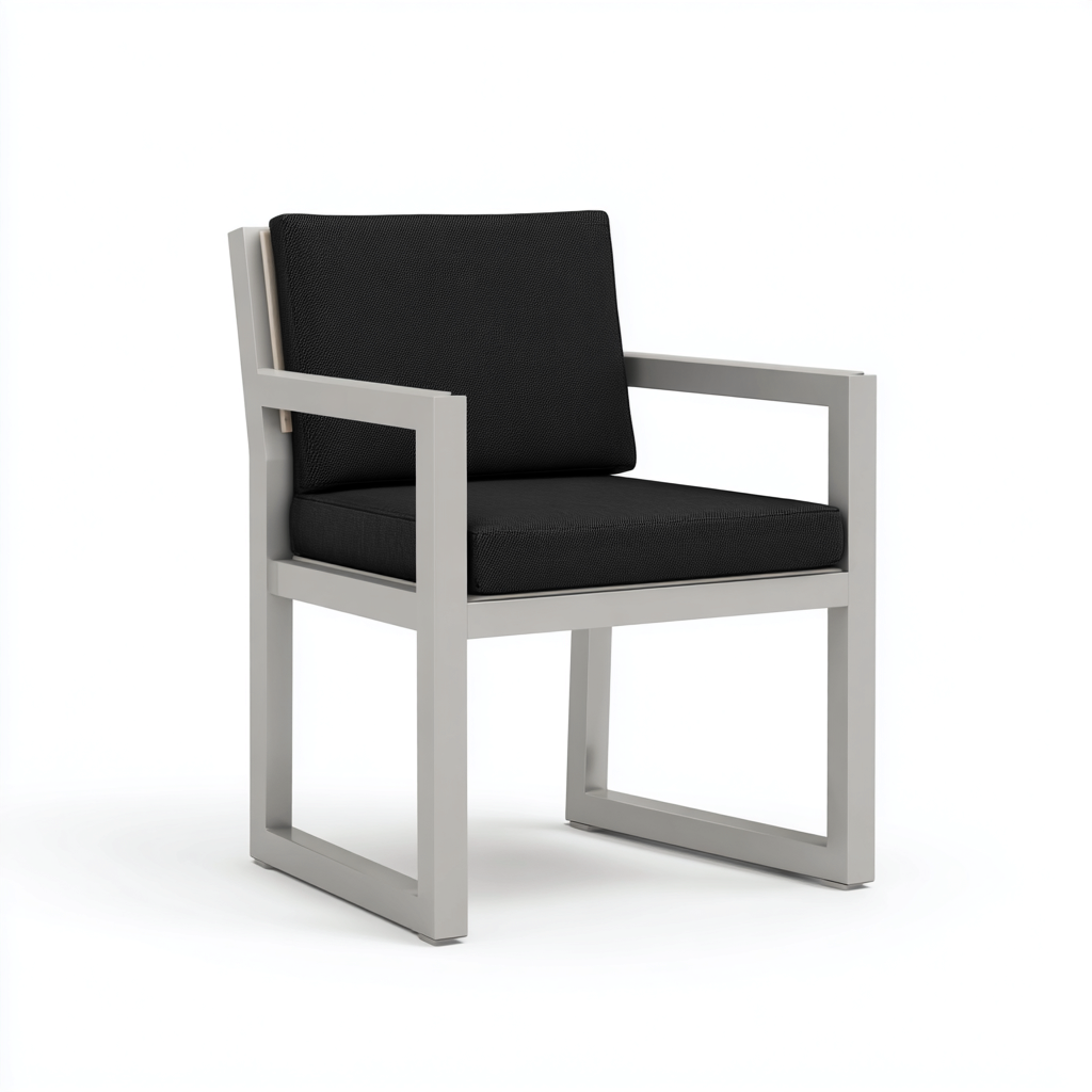 Fauteuil de jardin-métal-tissu-65x60x85 cm-gris-noir-design moderne-Homigetio