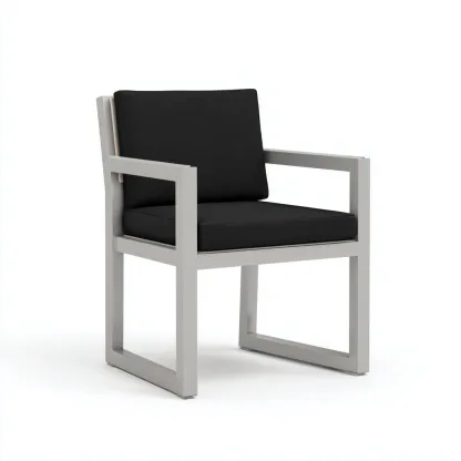 Fauteuil de jardin-métal-tissu-65x60x85 cm-gris-noir-design moderne-Homigetio