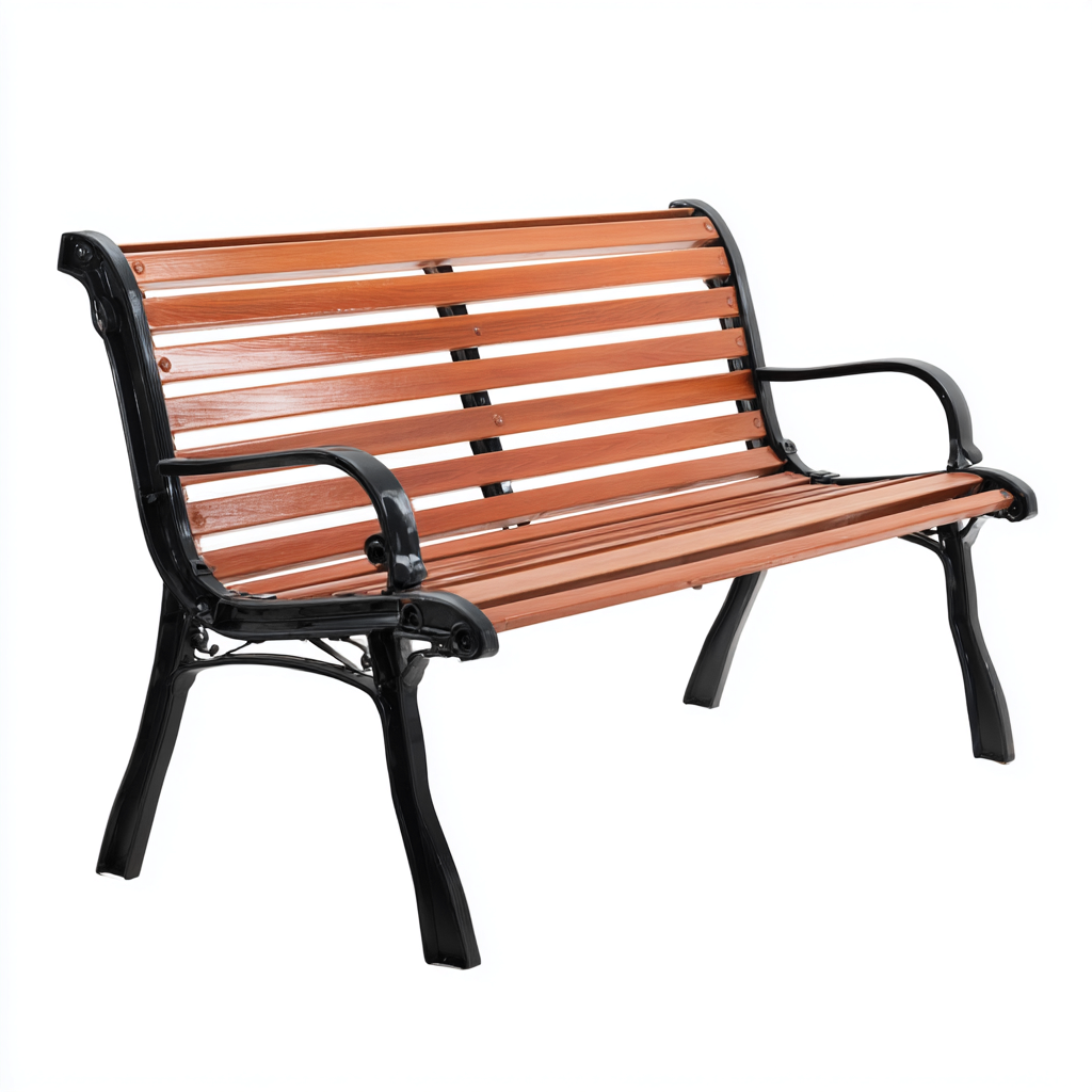 Banc de jardin-bois-métal-125x60x85 cm-marron-noir-design moderne-Homigetio