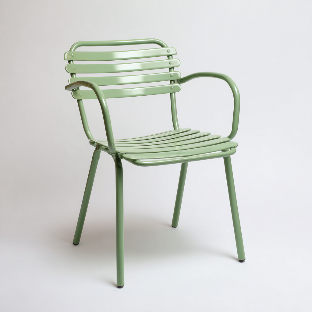 Fauteuil de jardin métal 55x58x80 cm - vert clair - design moderne adapté au jardin-Homigetio