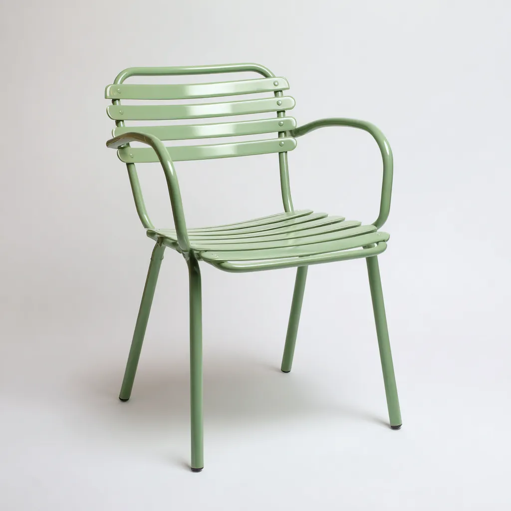 Fauteuil de jardin métal 55x58x80 cm - vert clair - design moderne adapté au jardin-Homigetio