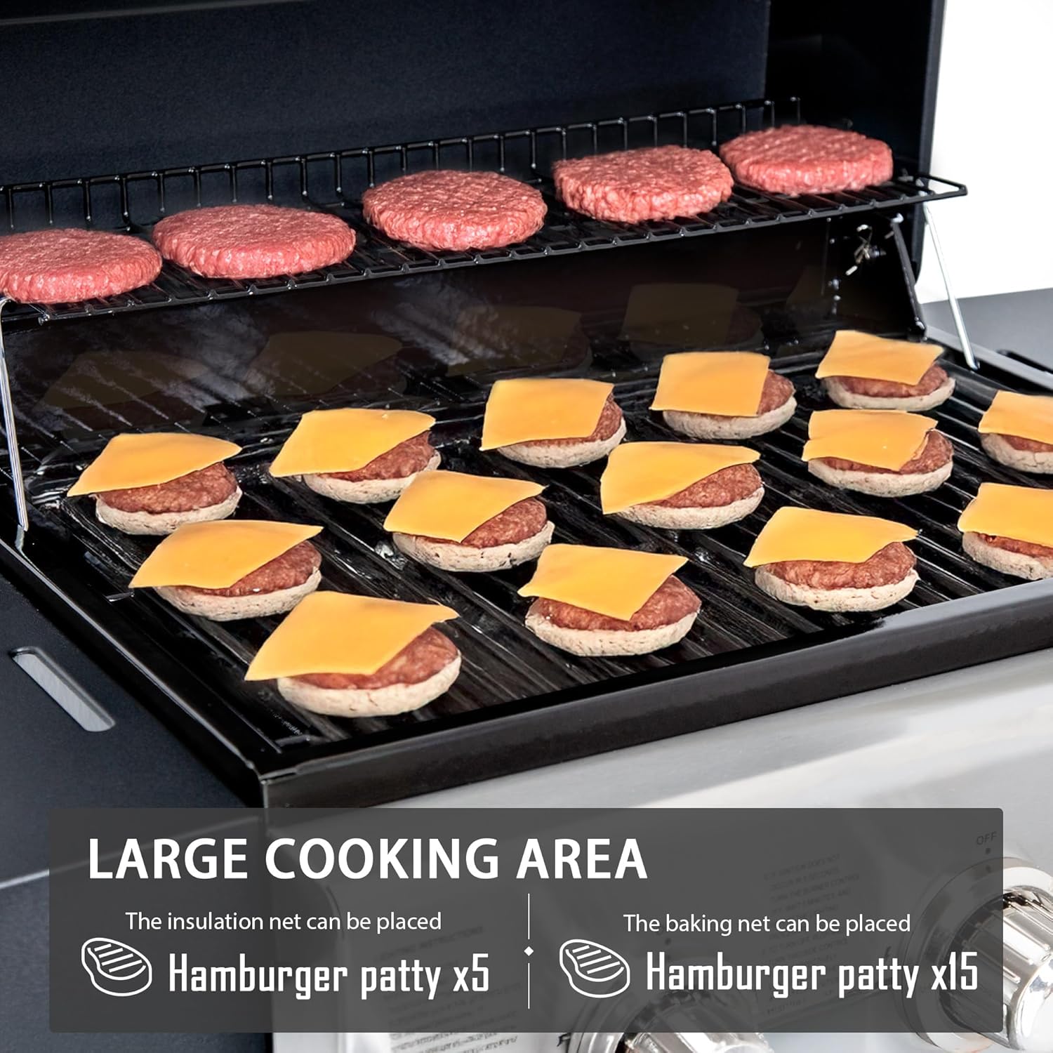 Parrilla de gas propano de 3 quemadores, acero inoxidable, 30,000 BTU, para patio, con estantes plegables