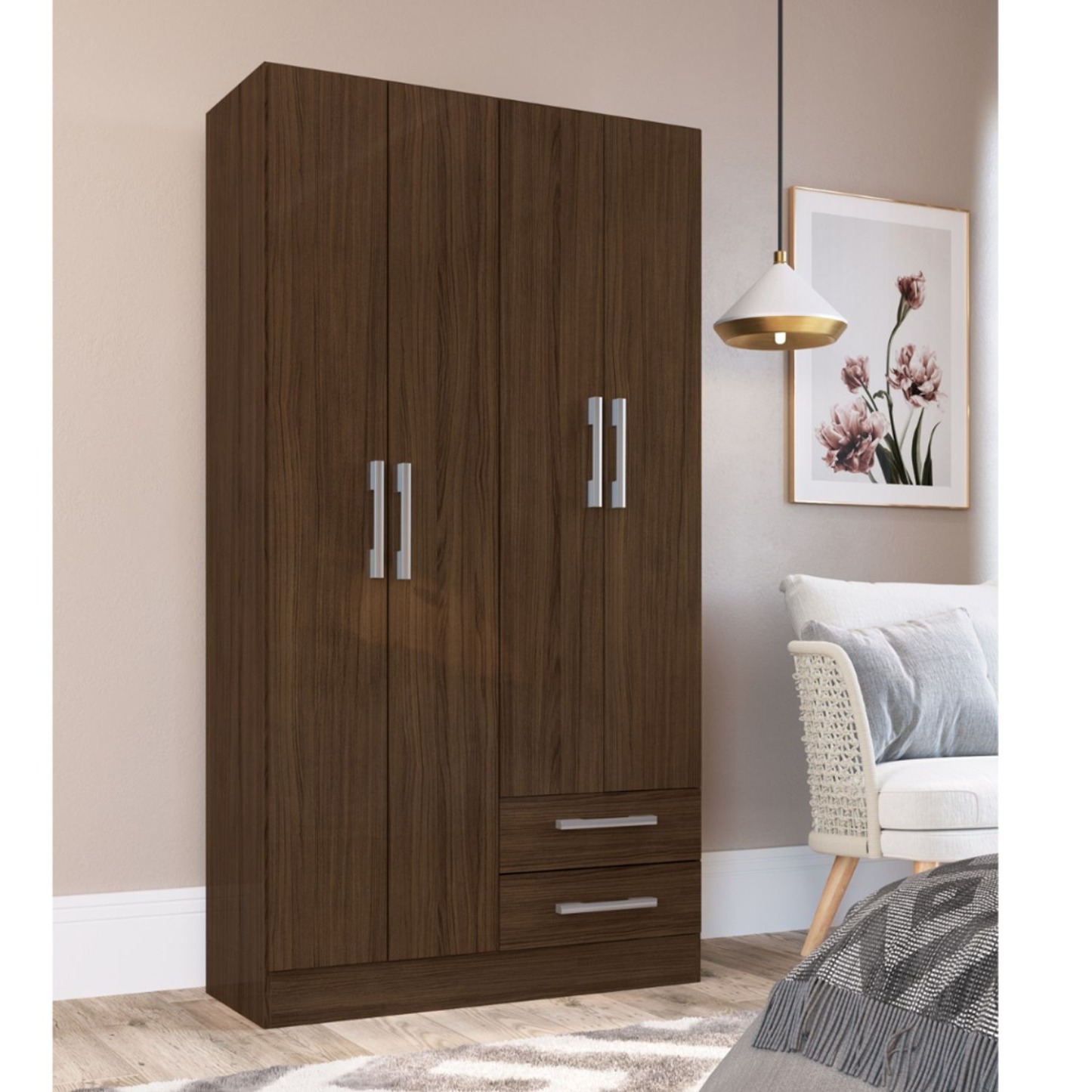 COMBO CLOSET 4P + COMODA 4 CAJONES CACAO B4240