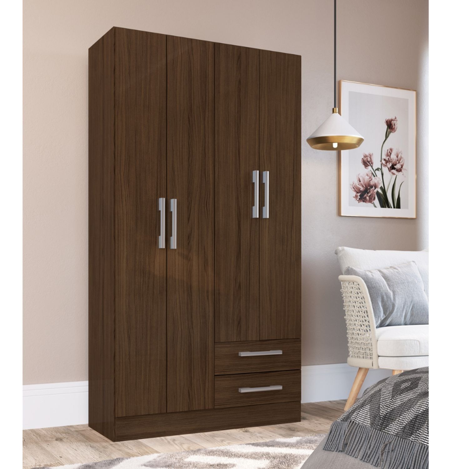 COMBO CLOSET 4P + COMODA 4 CAJONES CACAO B4240