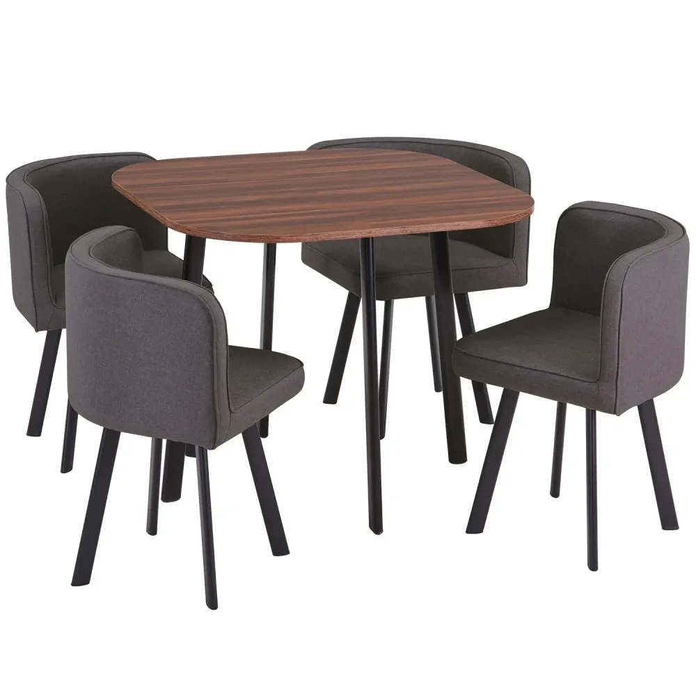 Juego de Comedor Nia 4 Sillas Mesa Cuadrada 90x75x90 cm Café/Negro