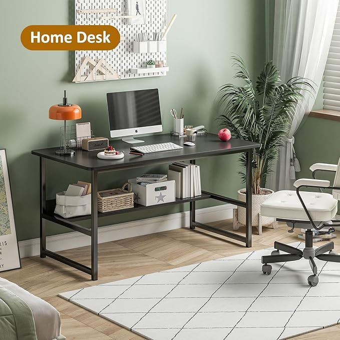 Escritorio de computadora con Espacio de Almacenamiento, Adecuado para Escribir en el Dormitorio y Trabajar en la Oficina en casa, Escritorio de Estudio 120 * 52 * 73 CM
