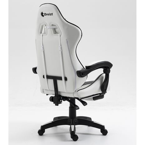Silla Gamer Ergonómica Dreizt Shine Series Blanco/ Negro Con Posapies Reclinable
