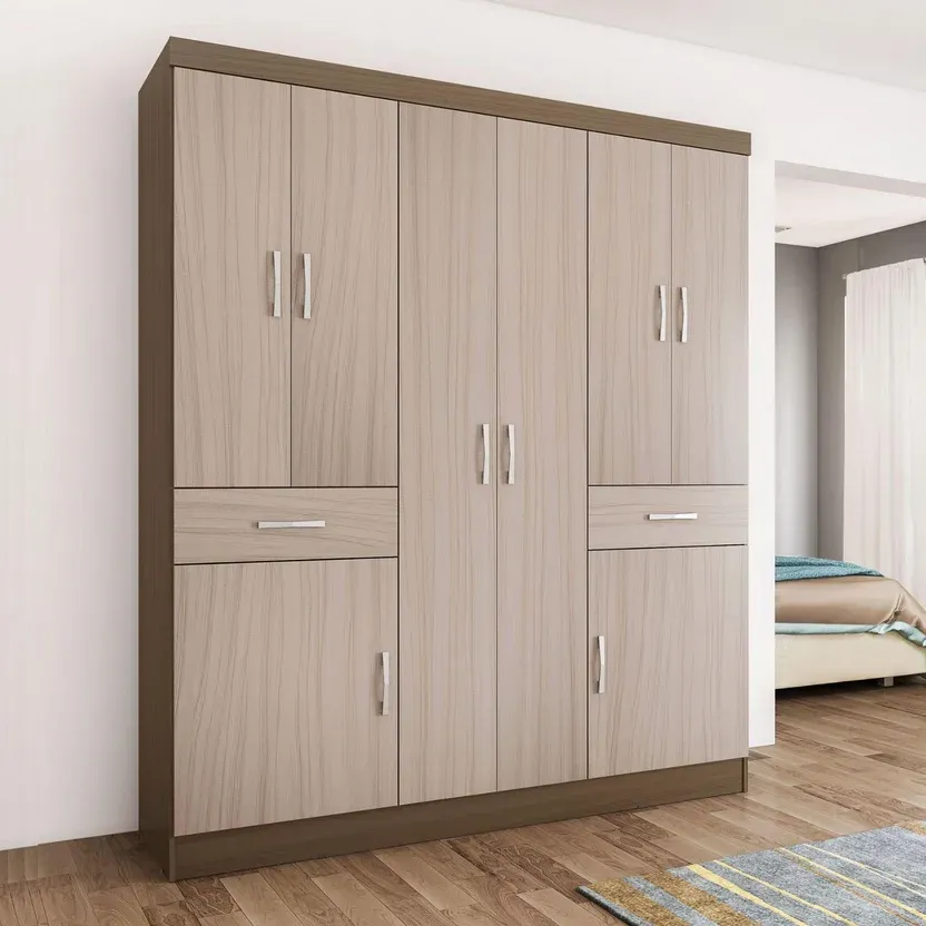 8 Puertas 2 Cajones 150x181x47 cm Madera Natural