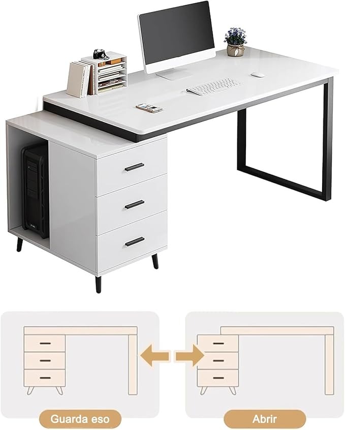 100×54 cm escritorio de oficina para computadora, diseño sencillo, con cajón de almacenamiento, silla de escritura, escritorio moderno para estudio.