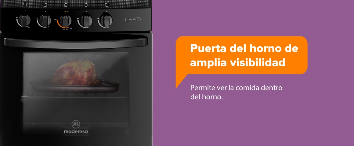 Puerta del horno de amplia visibilidad