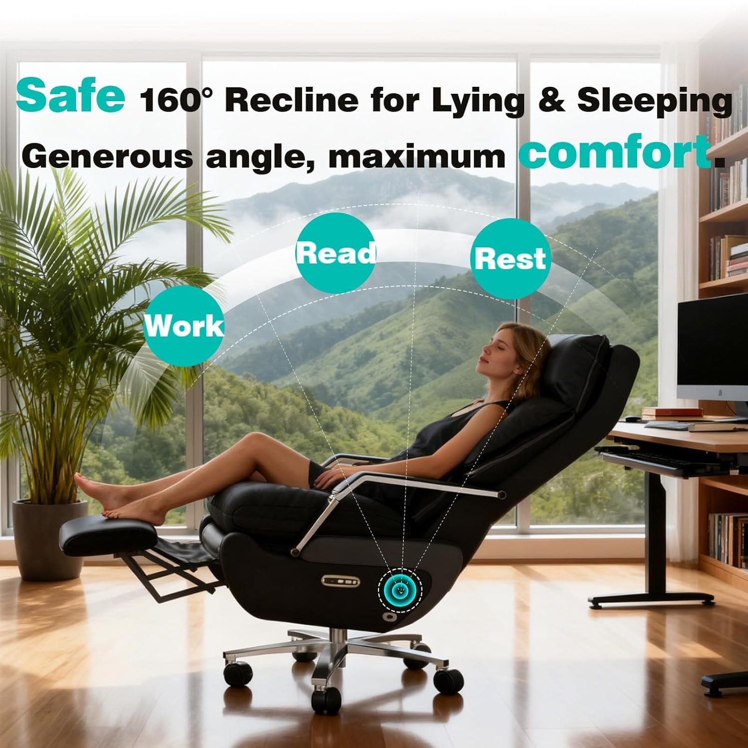 Silla de oficina reclinable con reposapiés - Reclinación eléctrica con un solo clic, masaje y soporte de almohada