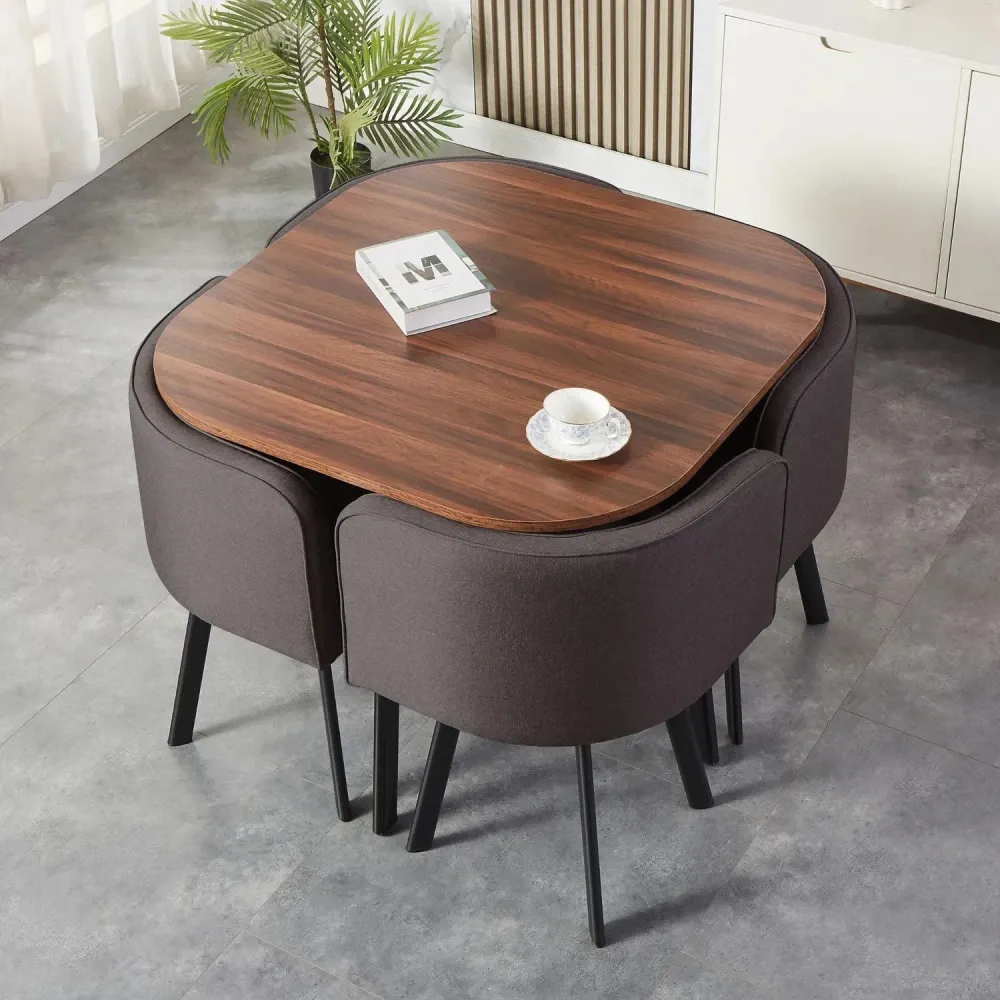 Juego de Comedor Nia 4 Sillas Mesa Cuadrada 90x75x90 cm Café/Negro