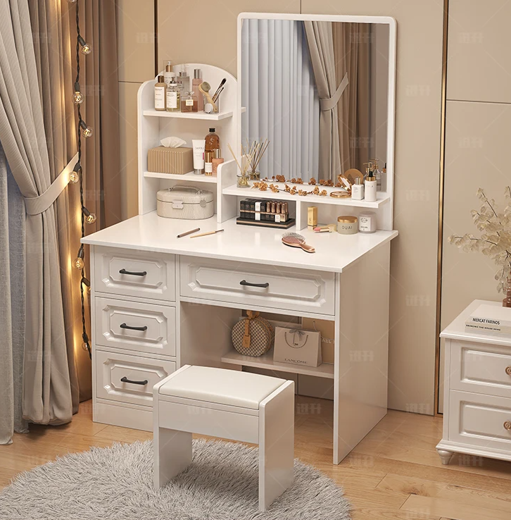 Tocador lacado en blanco, espejos para dormitorio, cajones, artículos de tocador, armarios, bolígrafo para sala de estar, té de IRa Bedroom Furniture