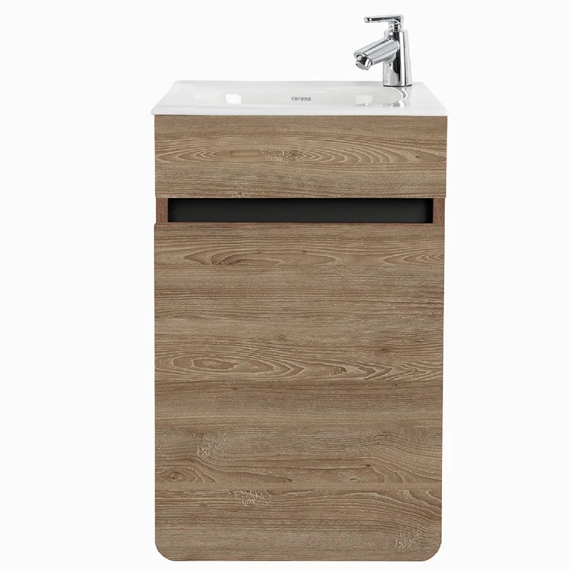 Combo De Baño Tao : Sanitario Tao Redondo de 2 piezas  + Mueble Aluvia Miel 40 cm + Griferia Lavamanos Nogal Sensi Dacqua
