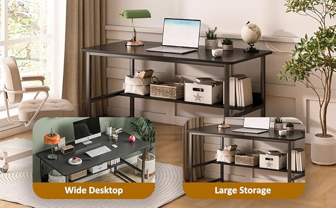 Escritorio de computadora con Espacio de Almacenamiento, Adecuado para Escribir en el Dormitorio y Trabajar en la Oficina en casa, Escritorio de Estudio 120 * 52 * 73 CM