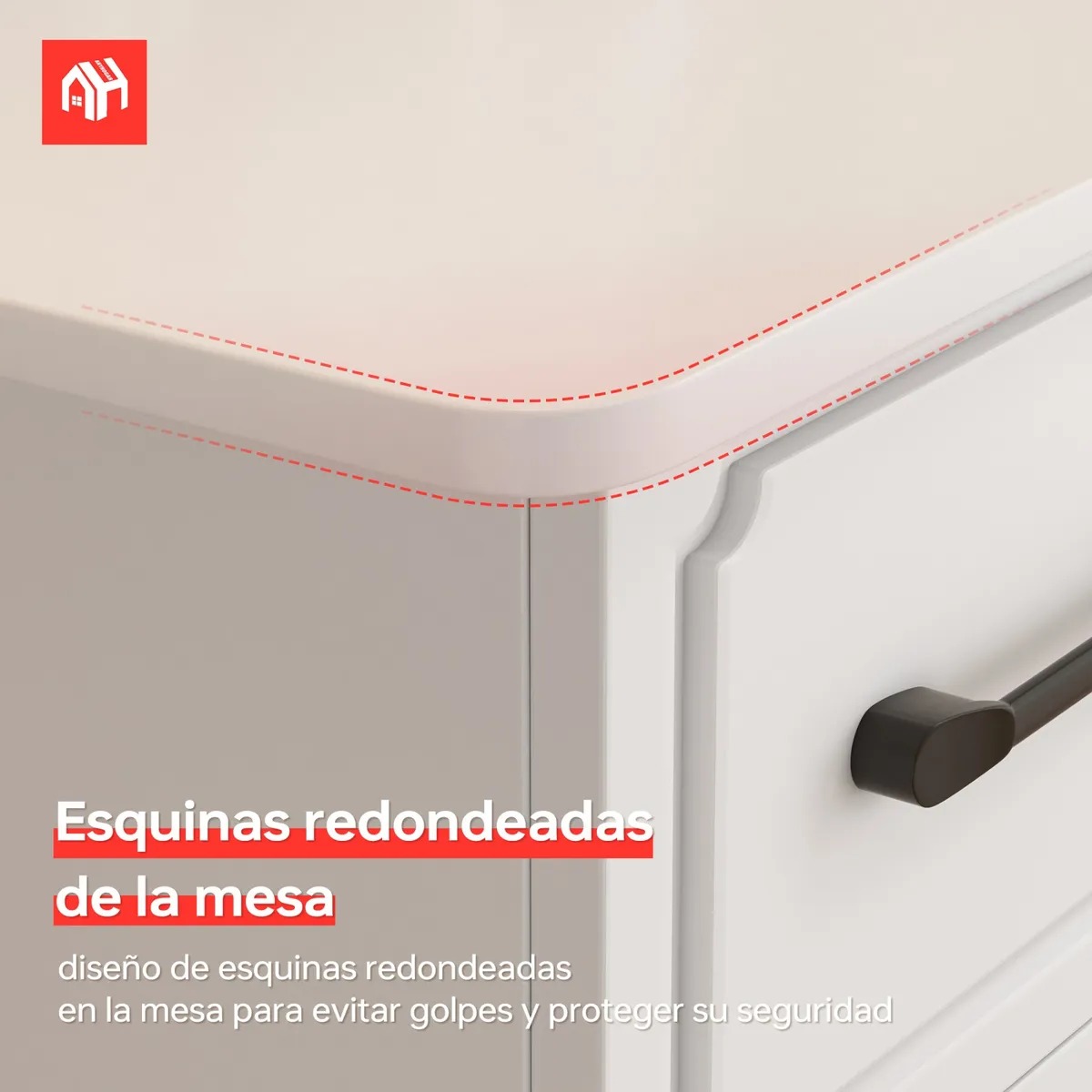 Tocador Para Dormitorio Con Cajones Espejo Cuadrado Pupitre