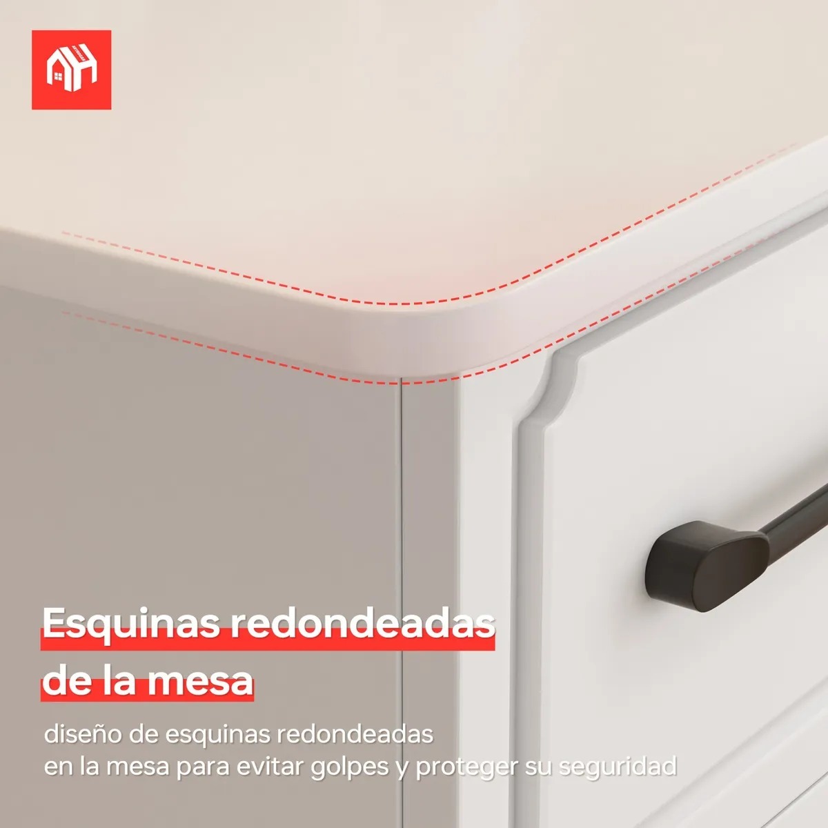 Tocador Para Dormitorio Con Cajones Espejo Cuadrado Pupitre