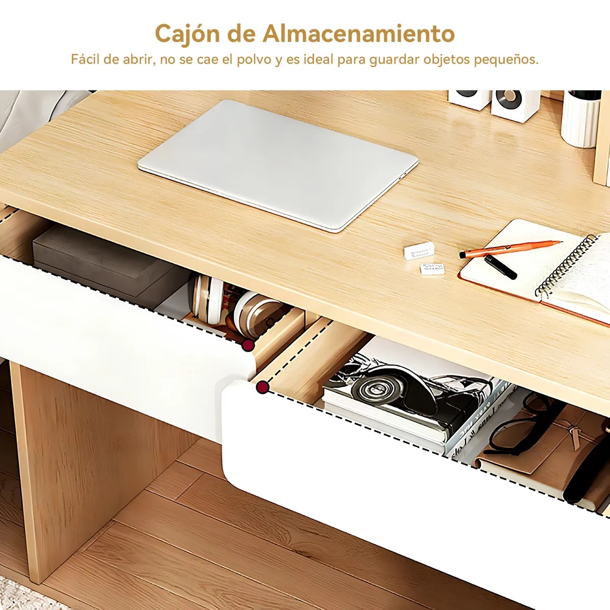 Escritorio Con Estanteria 80x110cm Cajón Gabinete Oficina Trabajo
