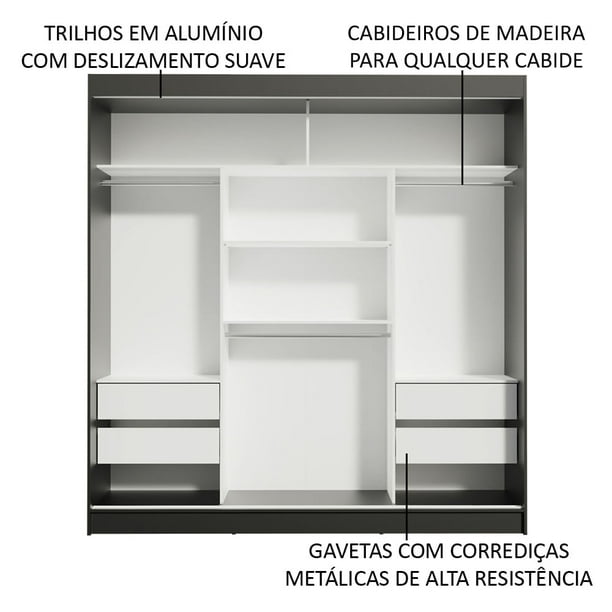 Ropero Closet  3 Puertas Corredizas Negro/Marrón