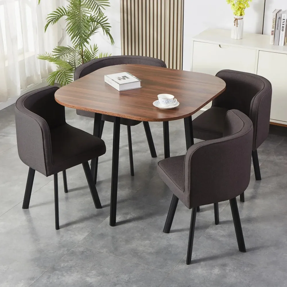 Juego de Comedor Nia 4 Sillas Mesa Cuadrada 90x75x90 cm Café/Negro
