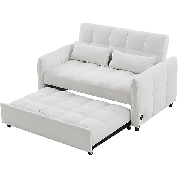Sofá cama convertible de 52,8" con dos plazas, sofá cama capitoné 3 en 1