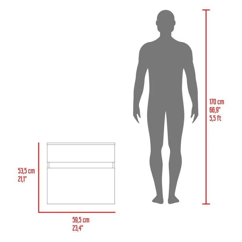 Combo Sanitario Cima, Mueble Palermo 60 Cm Fresno + Lavamanos Spazio Griferia Mate Black + Accesorios Negros