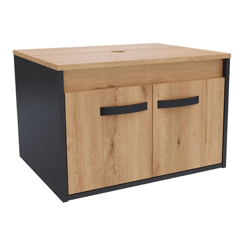 Combo Sanitario Tao Dual, Mueble De Baño Mesty, Lavamanos Vessel, Grifería Monocontrol y Accesorios Negros