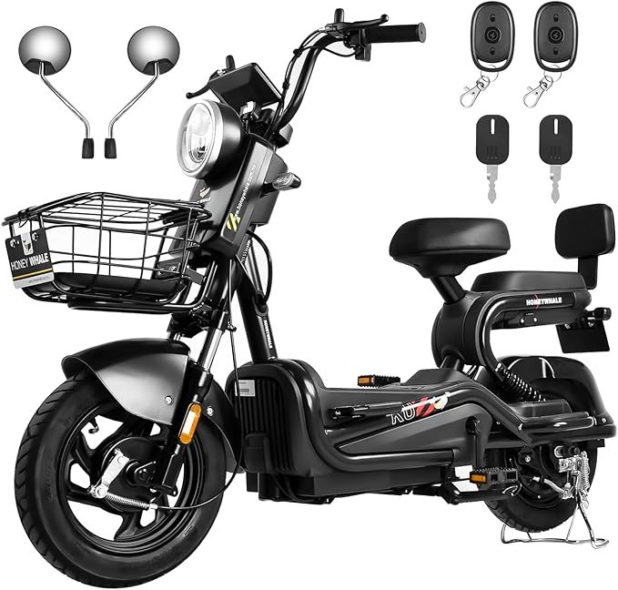 Bicimoto Eléctrica con Alarma, Máxima del Motor 700W, Velocidad Máxima 45KM/H, Autonomía 55-60KM, Baterías de Gran Capacidad 20AH
