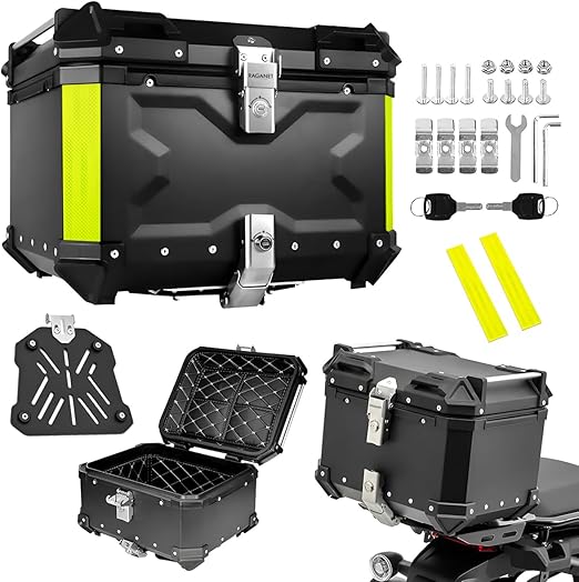 Cajuela Profesional para Motocicletas, Maletero de Moto con Interior Forrado de Vinil, Cerradura de Doble Bloqueo, Esquinas Reforzadas, Medidas: 42cm X 34cm, Incluye Material de Montaje