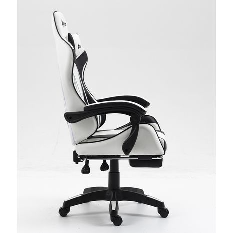 Silla Gamer Ergonómica Dreizt Shine Series Blanco/ Negro Con Posapies Reclinable