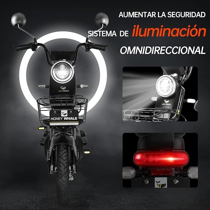 Bicimoto Eléctrica con Alarma, Máxima del Motor 700W, Velocidad Máxima 45KM/H, Autonomía 55-60KM, Baterías de Gran Capacidad 20AH