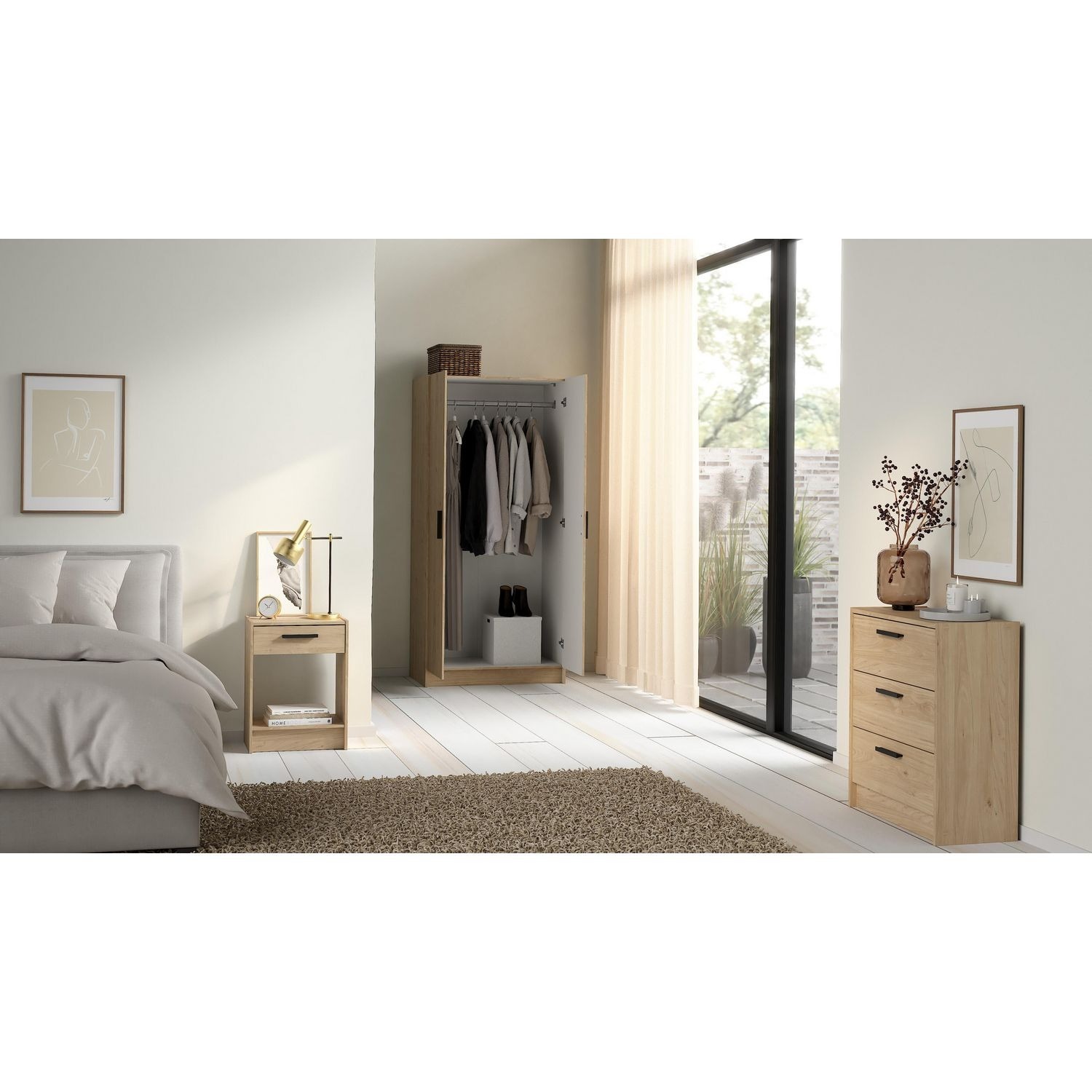 Combo Mesa de Noche + Cómoda + Closet Rio