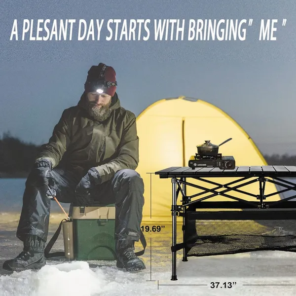 Mesa de playa enrollable ultracompacta, portátil y liviana con amplio espacio de almacenamiento y bolsa de transporte, ideal para acampar, hacer picnics y viajar.