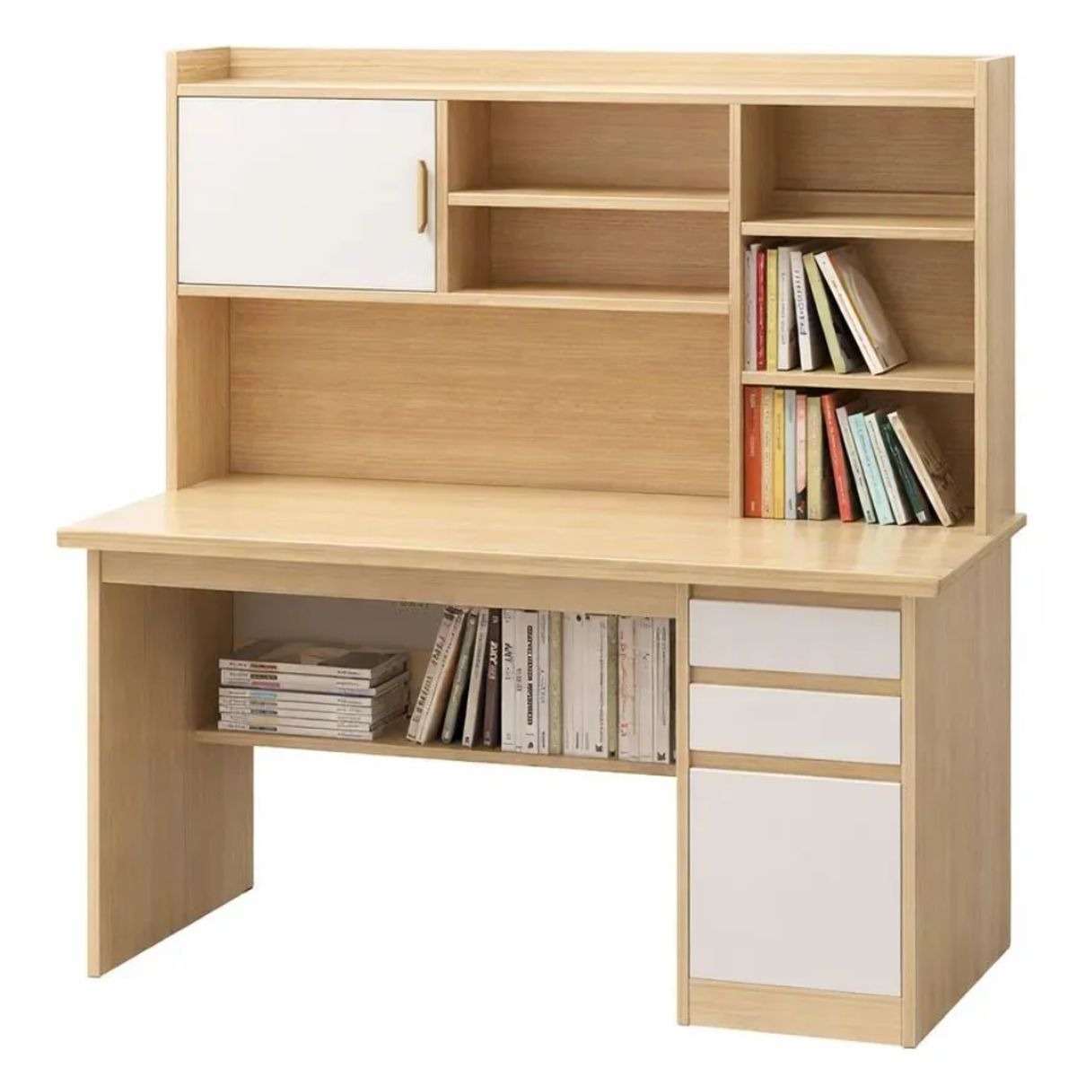 Escritorio Con Estanteria 120162cm Cajón Gabinete Oficina