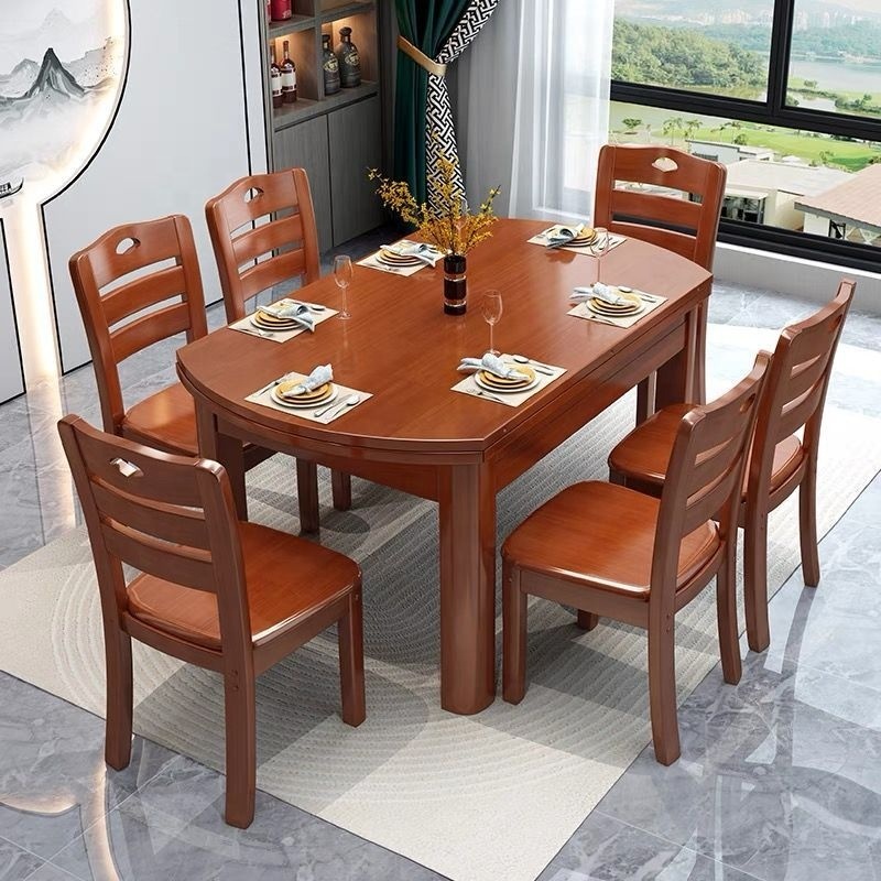 Mesa de comedor de madera maciza para el hogar, muebles de restaurante, plegable, cuadrada y redonda, juego de mesa y silla de doble uso, precio bajo