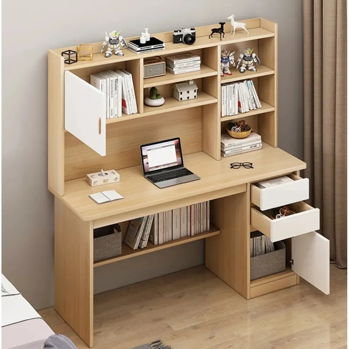 Escritorio Con Estanteria 120162cm Cajón Gabinete Oficina