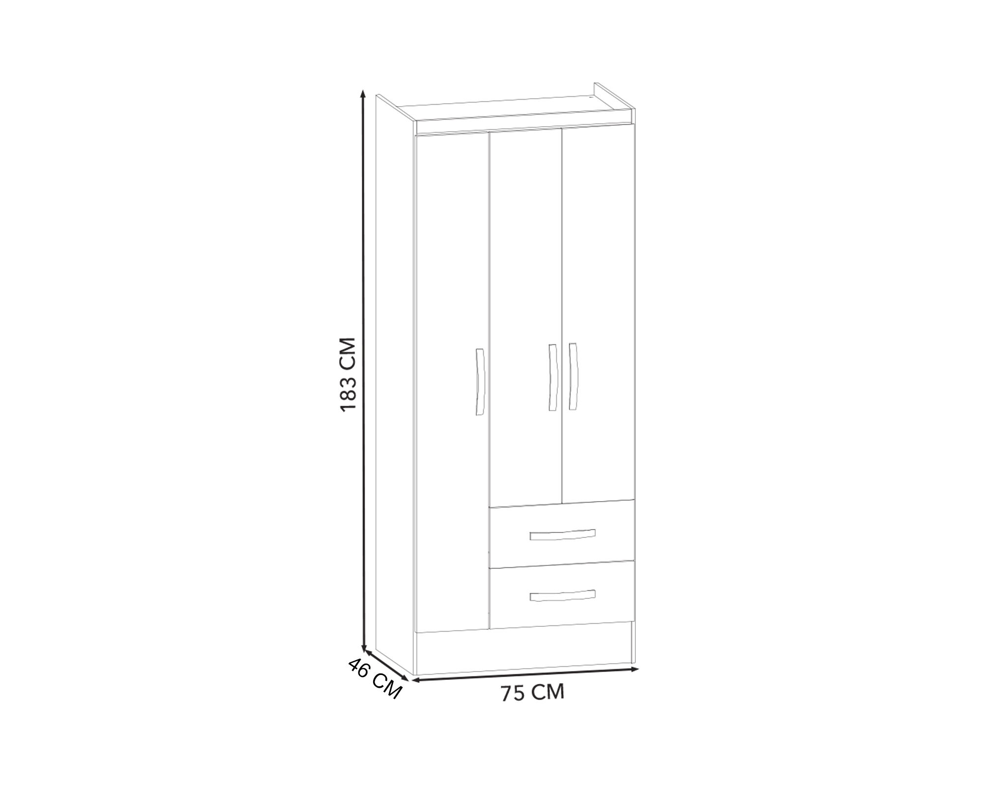 Clóset 3 puertas 2 cajones + Cómoda 1 puerta 5 cajones