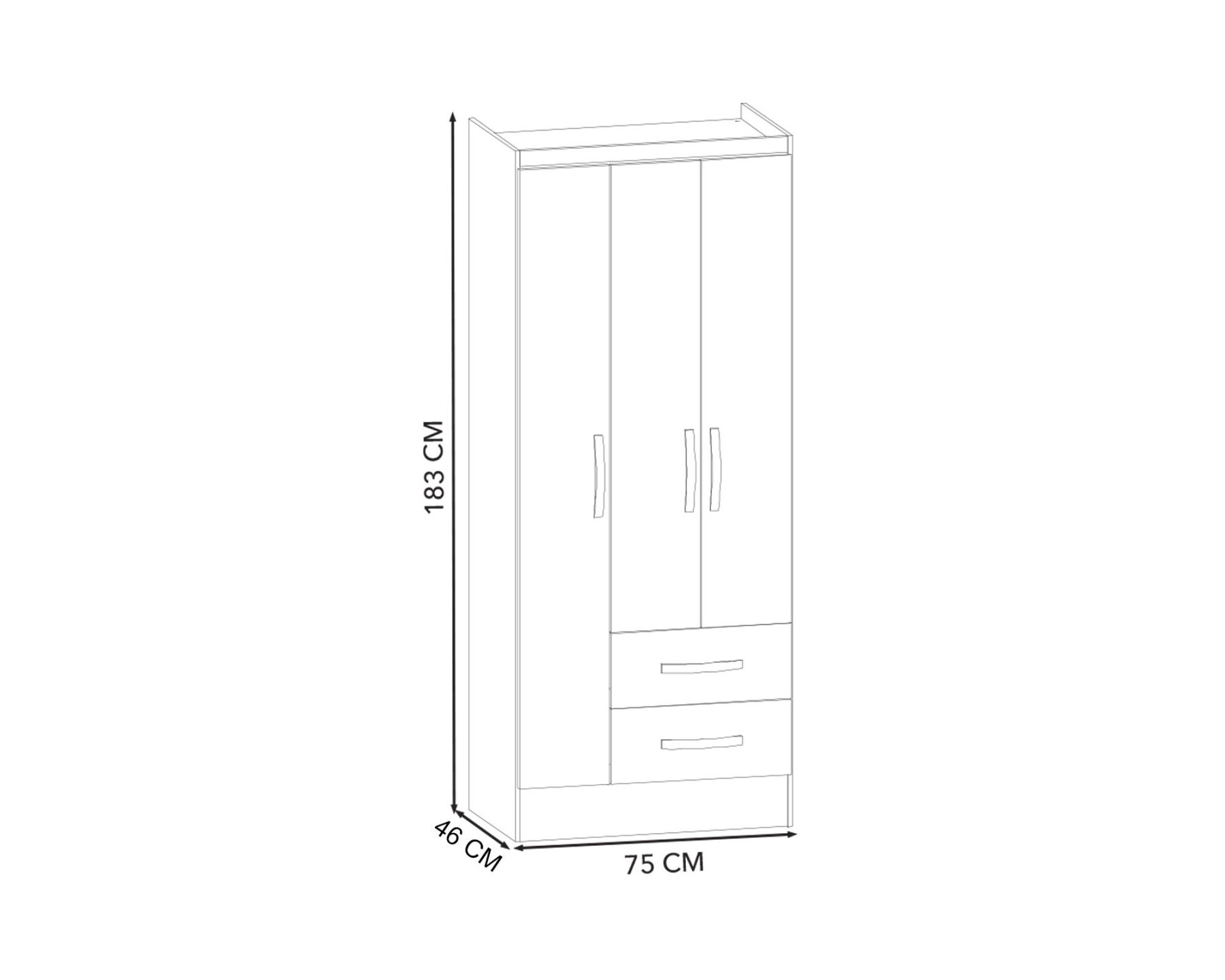 Clóset 3 puertas 2 cajones + Cómoda 1 puerta 5 cajones