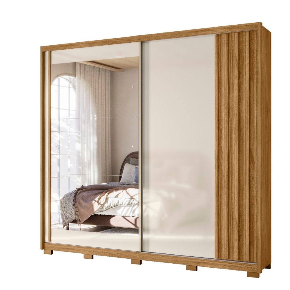 Ropero Dhara 2 Puertas 3 Cajones C/Espejo Freijol/Off White