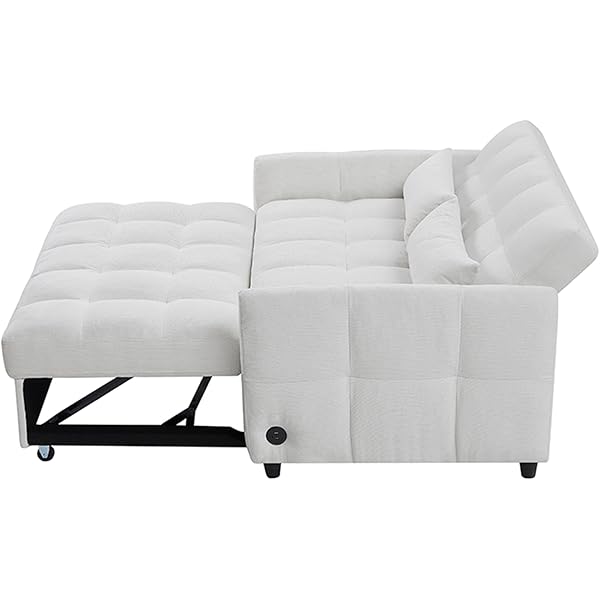 Sofá cama convertible de 52,8" con dos plazas, sofá cama capitoné 3 en 1