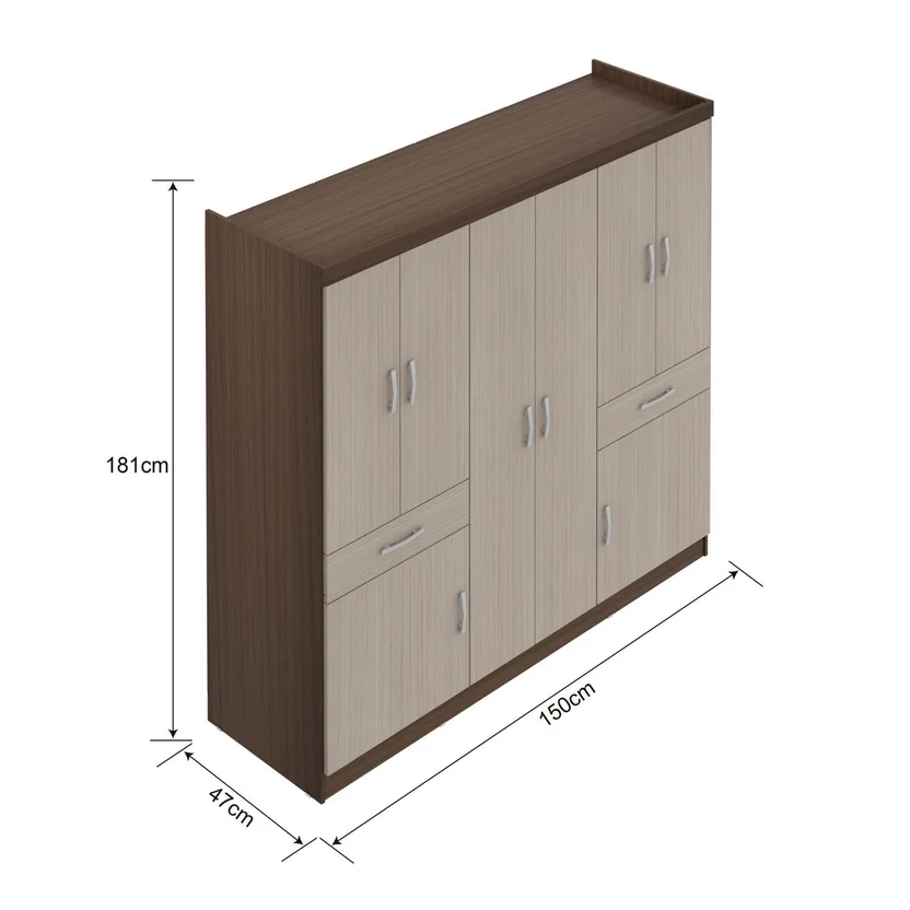 8 Puertas 2 Cajones 150x181x47 cm Madera Natural