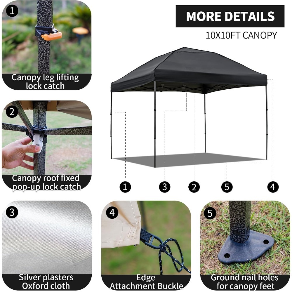 Carpa portátil de 10x10 con paredes laterales para eventos al aire libre, playa y camping.