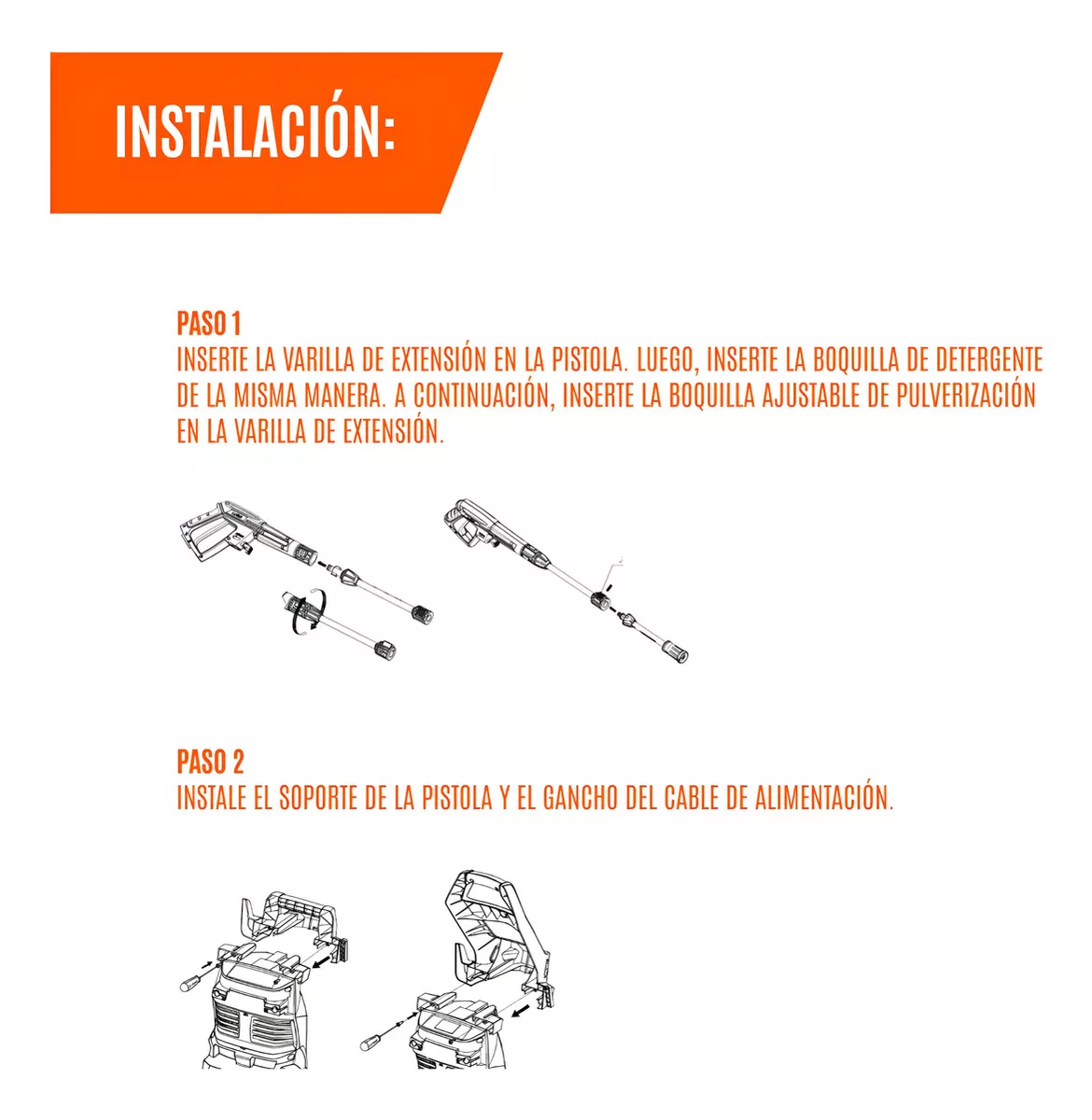 Hidrolavadora eléctrica  DAX135-1600 negro y naranja de 1600W con 135bar de presión máxima 220V - 50Hz/60Hz